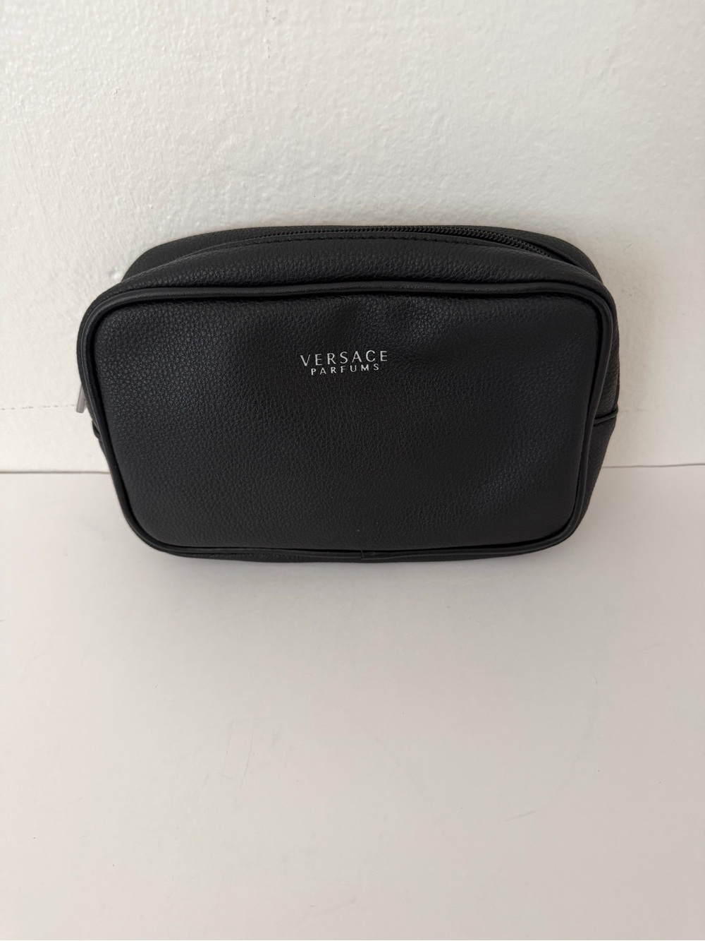 Versace Parfums Black Leather Travel Toiletry Bag